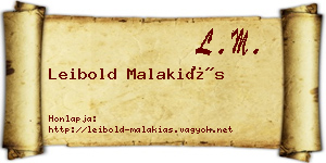 Leibold Malakiás névjegykártya